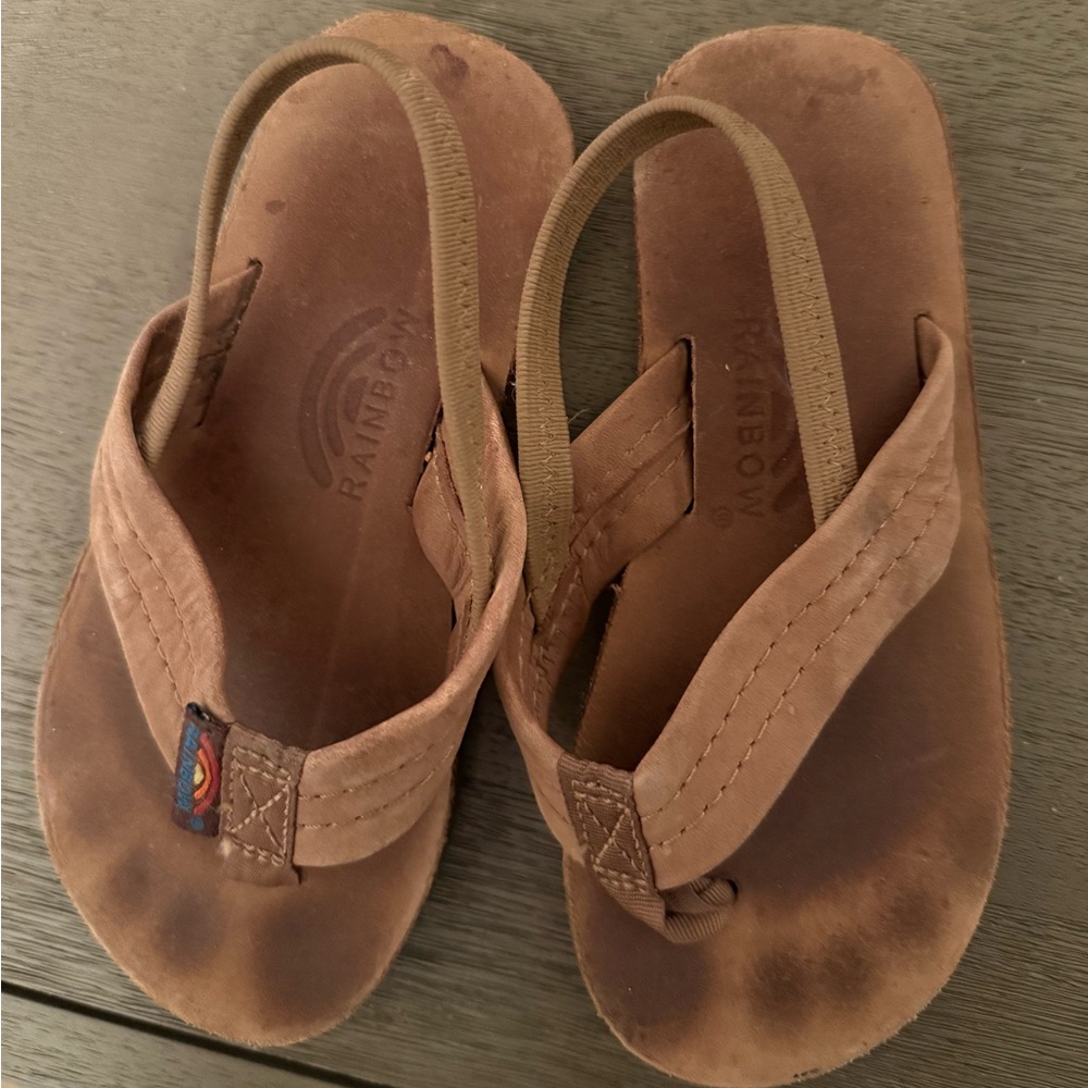 Toddler Boy Rainbow Brown Leather Sandals